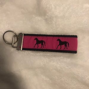 Pink and black horse key fob